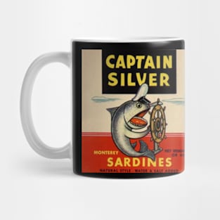 CAPTAIN SILVER Vintage Sardine Label Cannery Row Monterey Mug